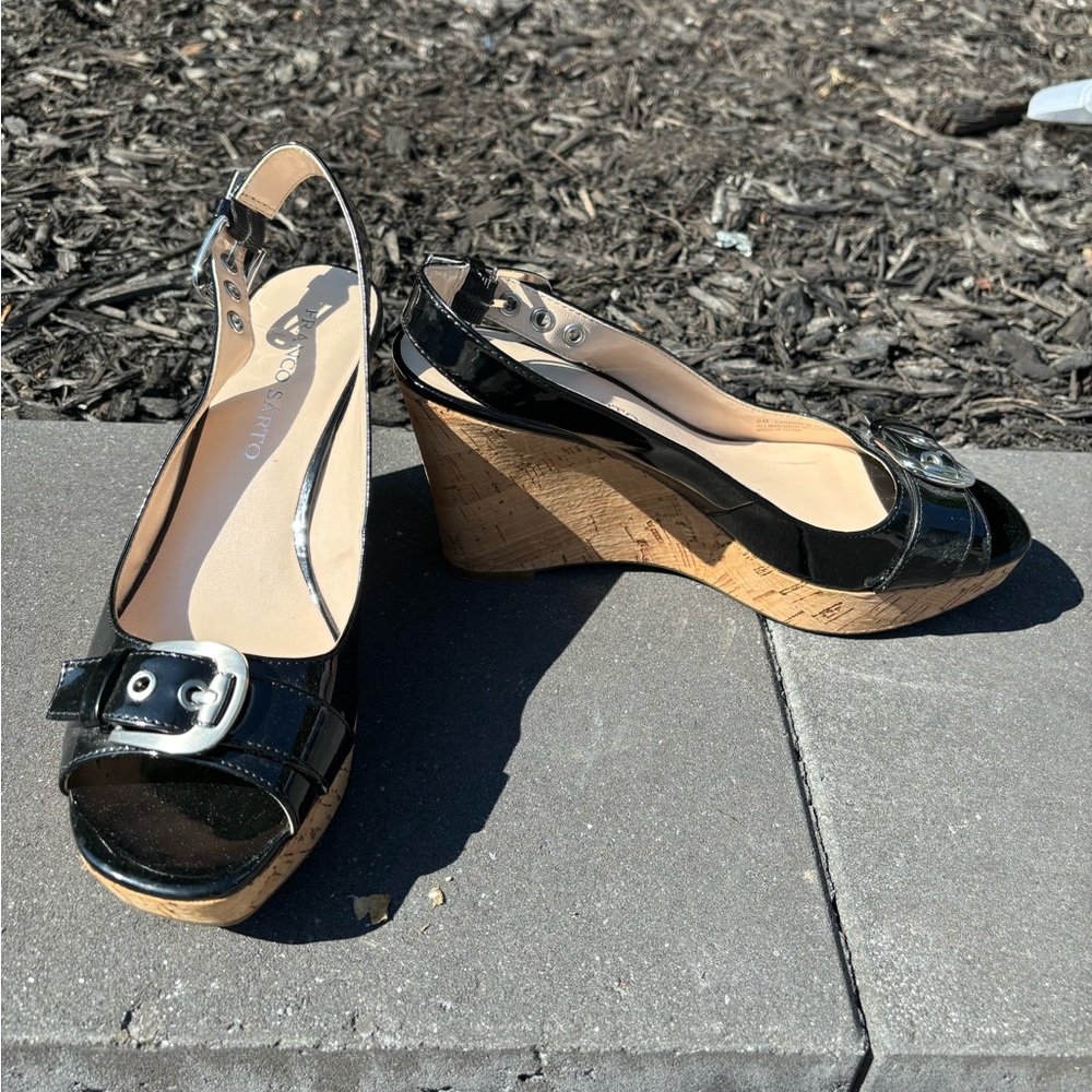 Franco Sarto buckle wedge heels
